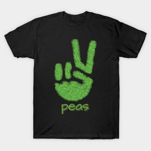 Peas (Peace Hand Sign - Outline) T-Shirt